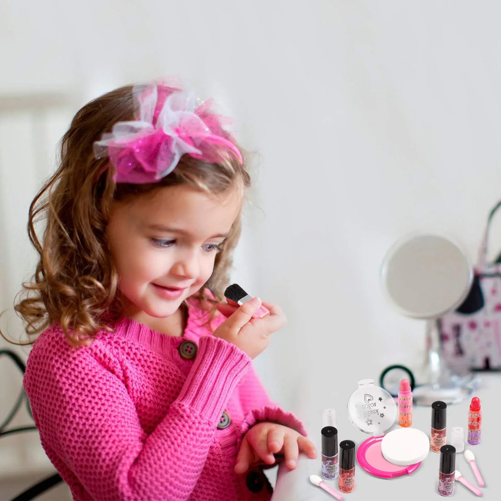for Pretend Pink Makeup Birthday Vextronic Cosmetic Washable Set Kit Play Real Makeup for Kids, Kit Kids Makeup Girls Kids Non-Toxic, Toy Girl, Set for Toy Beauty