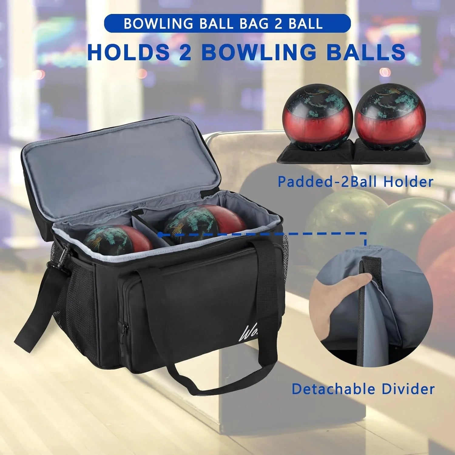 Shoes 2 | Fits Bowling Polyester to Balls Bowling Black Ball Bag Mens WOLT Size for 16 up