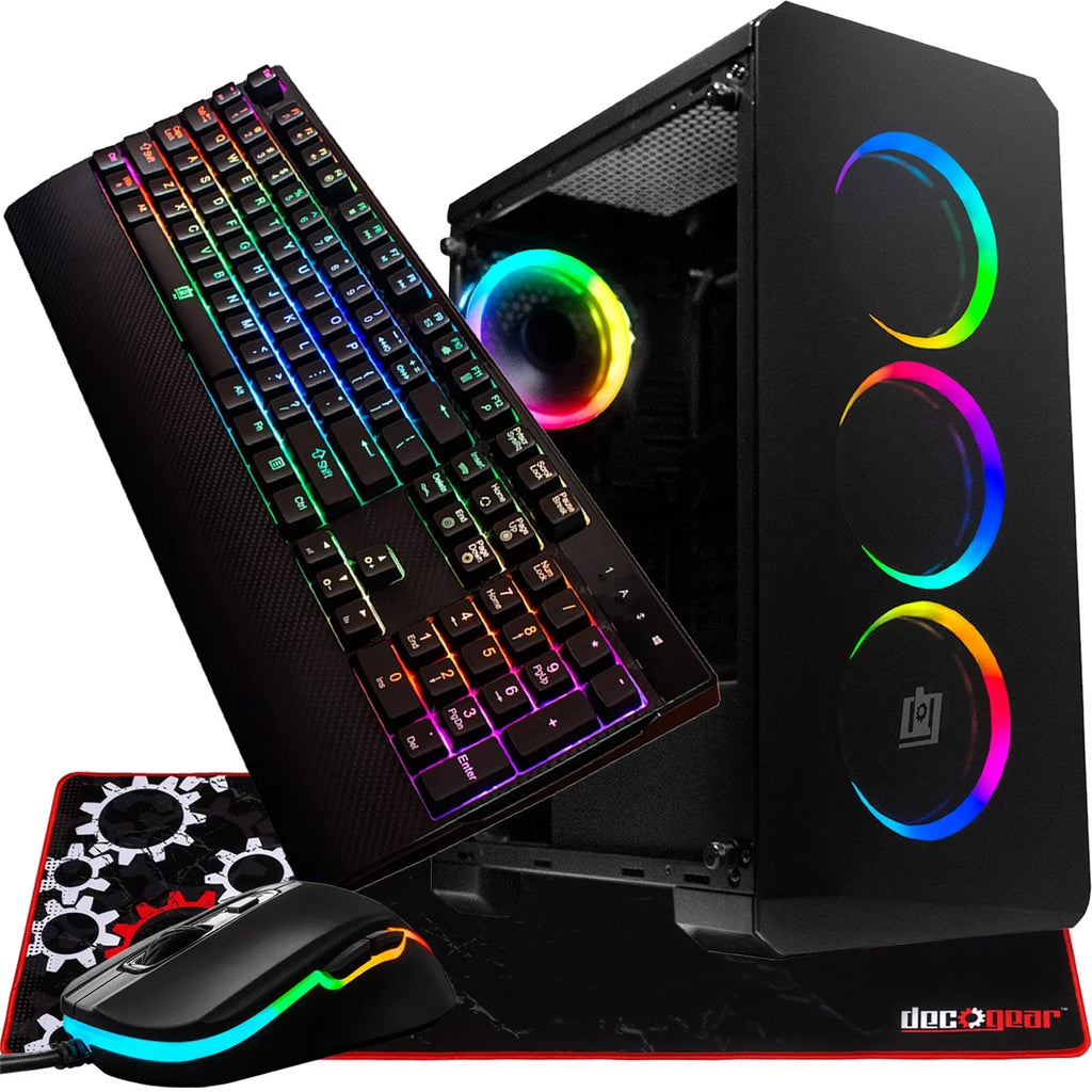 Glass Keyboard, Micro-ATX, Lighting, Mouse, Mechanical Pad Deco and 3-Sided Mouse ATX, Wired with Case RGB Mini-ITX, LED PC Mid-Tower and Starter Kit, Gaming RGB Gear Gaming Tempered Gaming Computer