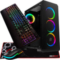Glass Keyboard, Micro-ATX, Lighting, Mouse, Mechanical Pad Deco and 3-Sided Mouse ATX, Wired with Case RGB Mini-ITX, LED PC Mid-Tower and Starter Kit, Gaming RGB Gear Gaming Tempered Gaming Computer