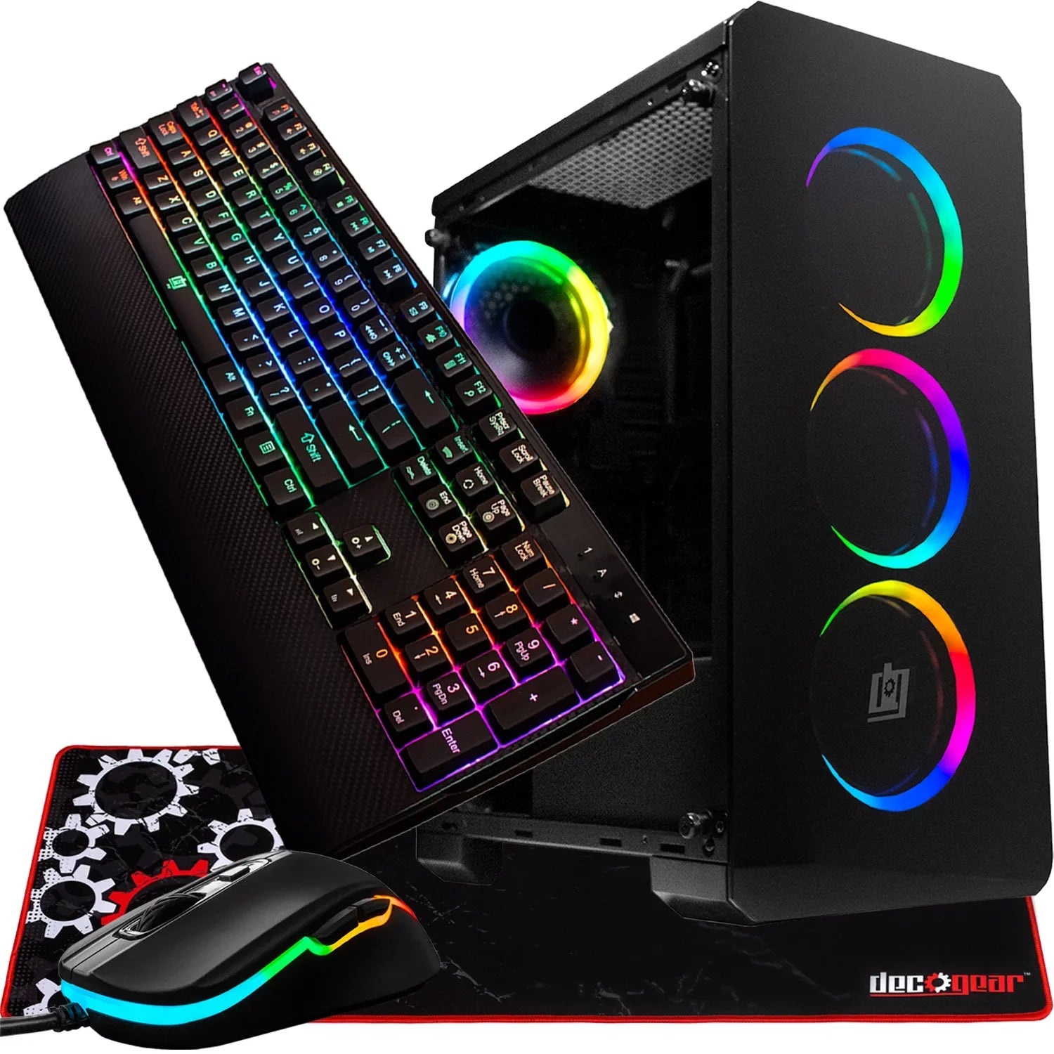 Glass Keyboard, Micro-ATX, Lighting, Mouse, Mechanical Pad Deco and 3-Sided Mouse ATX, Wired with Case RGB Mini-ITX, LED PC Mid-Tower and Starter Kit, Gaming RGB Gear Gaming Tempered Gaming Computer