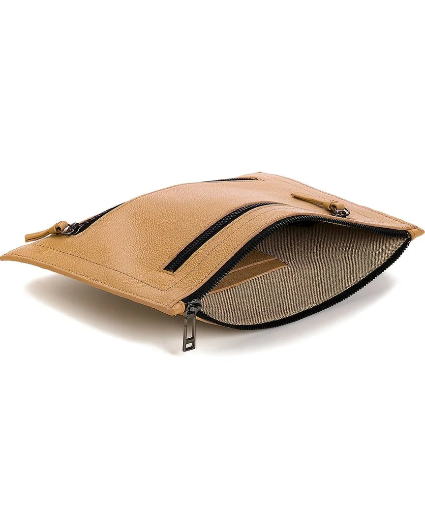 Brown Botkier Leather Medium Clutch, Wristlet Chelsea