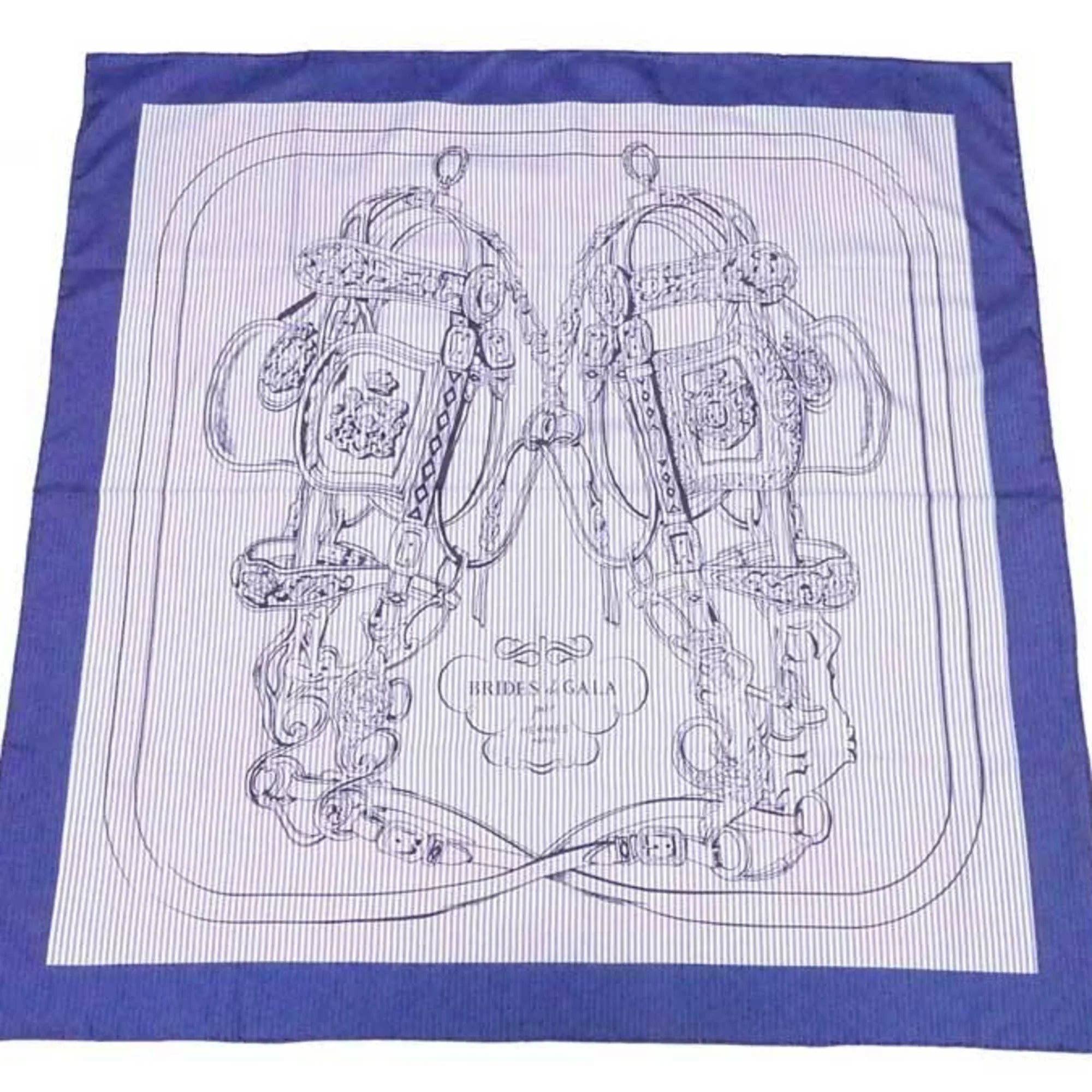 de navy x silk (Good) white Carre ladies 90 GALA Hermes HERMES scarf Pre-Owned BRIDES