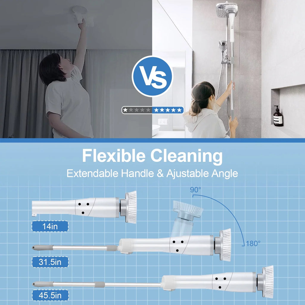 Scrubber Bathtub, Spin Scrubber, for Cleaning 6 Cordless Replaceable Brush, Fixdono Electric Heads Floor Tile, Cleaning Bathroom