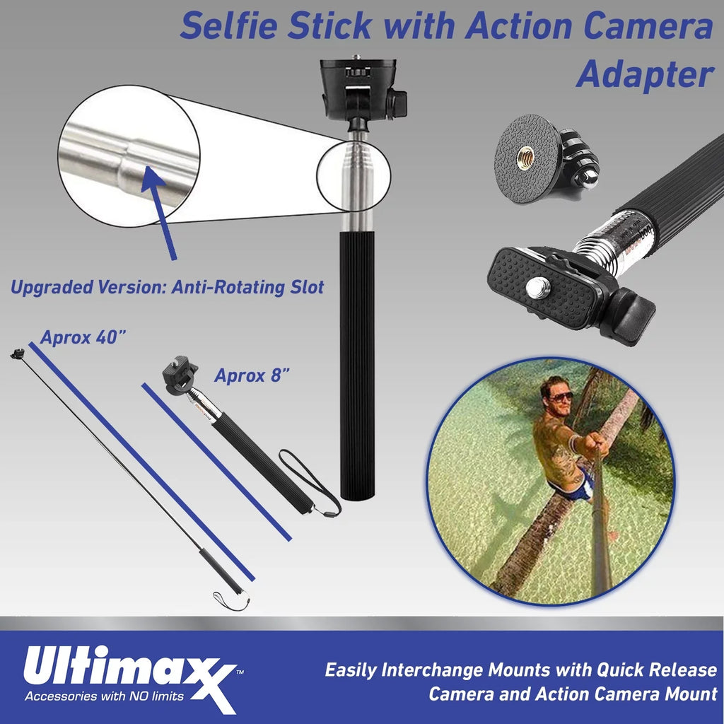 More Mini Ultimaxx Camera 3 Adapter Metal (25pc Action 1/4” Insta360 Bundle) GO Cam Advanced (64GB) Mounts, Dolly - Action & Bundle Includes: for Screw