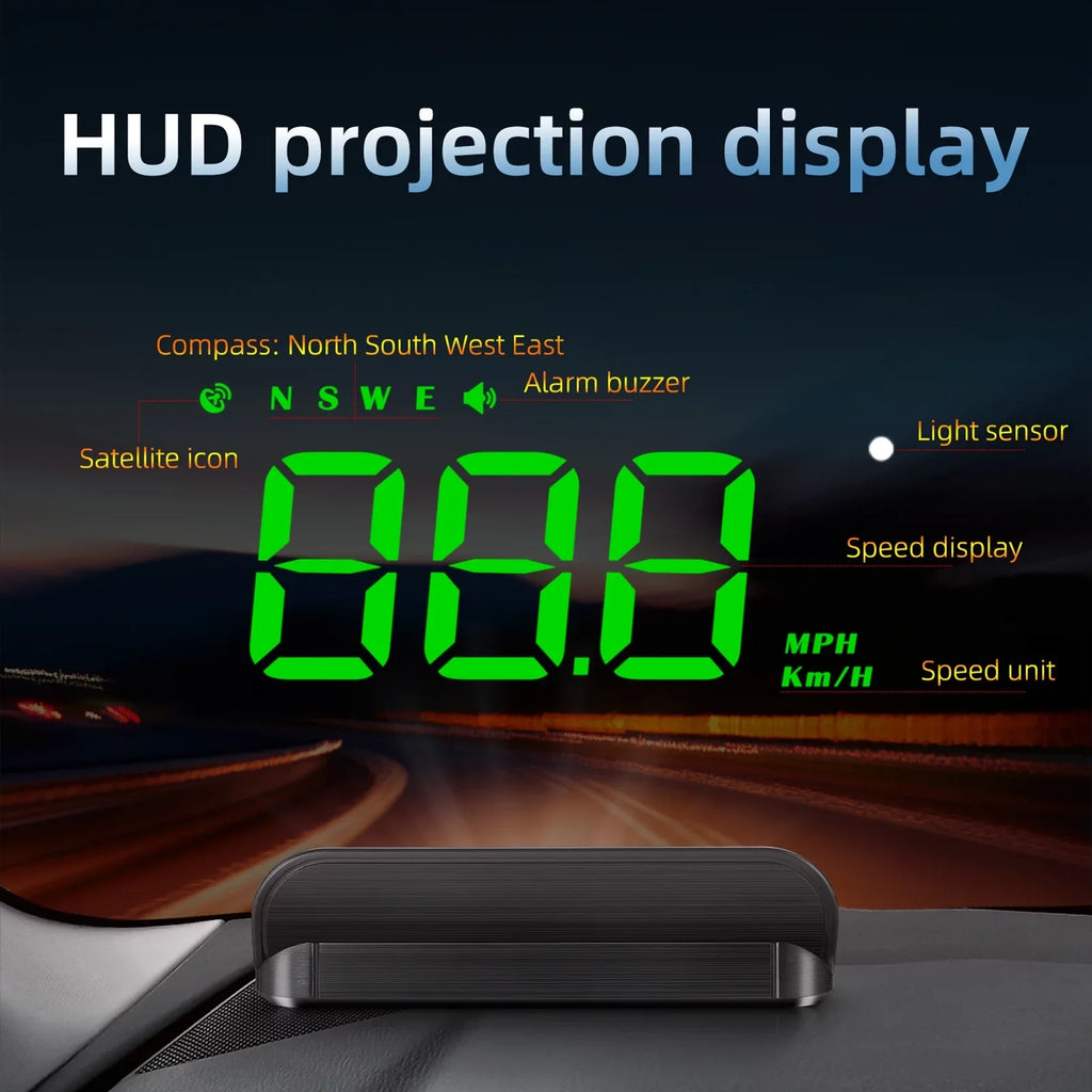 Projecter moobody Car Alarm GPS HUD Model Warning Speedometer Display Driving Vehicle 3.5 Fatigue Digital Windshield inch Overspeed Head-up
