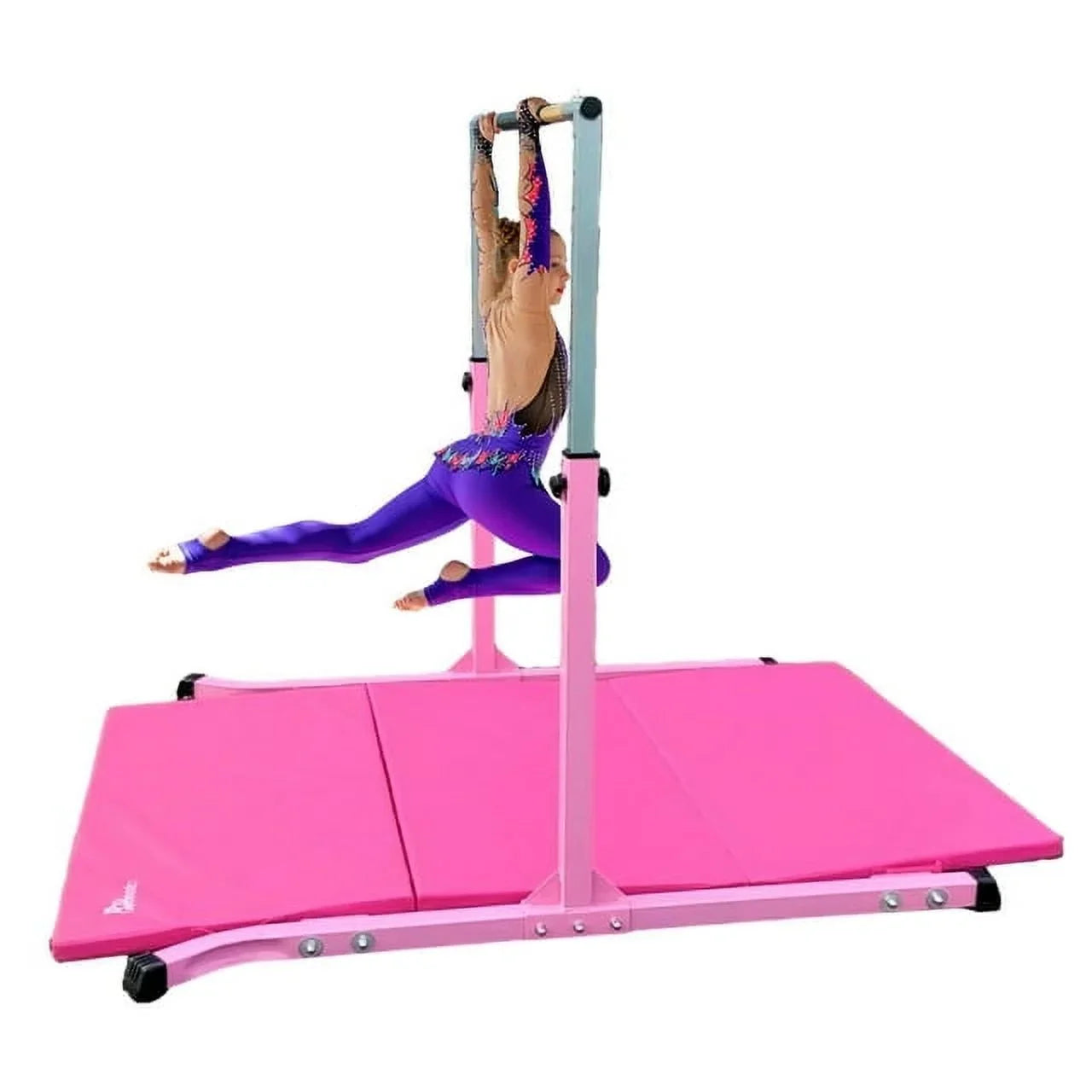 Adjustable Kip 5-Star Kids, for Equipment Bar Training Pink, Home Gymnastic Heavy-Duty, Gym 3-5FT,