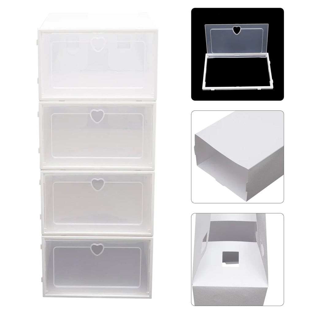 Foldable Organizer Drawer Flip Clamshell Loyalheartdy Box Plastic Shoe Clear Container Boxes Stackable Case 20Pcs Shoe Storage