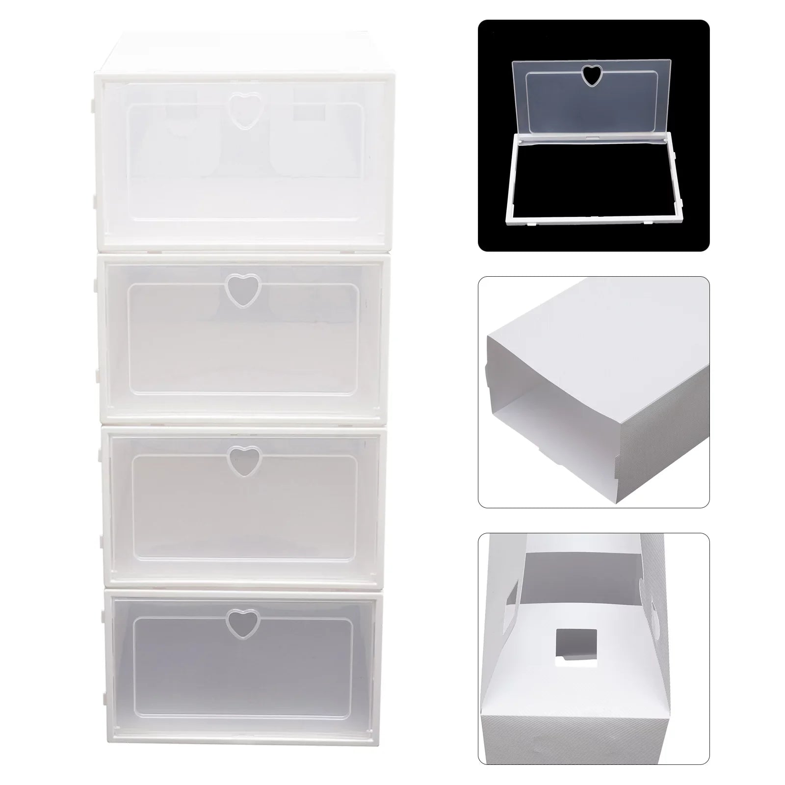 Foldable Organizer Drawer Flip Clamshell Loyalheartdy Box Plastic Shoe Clear Container Boxes Stackable Case 20Pcs Shoe Storage