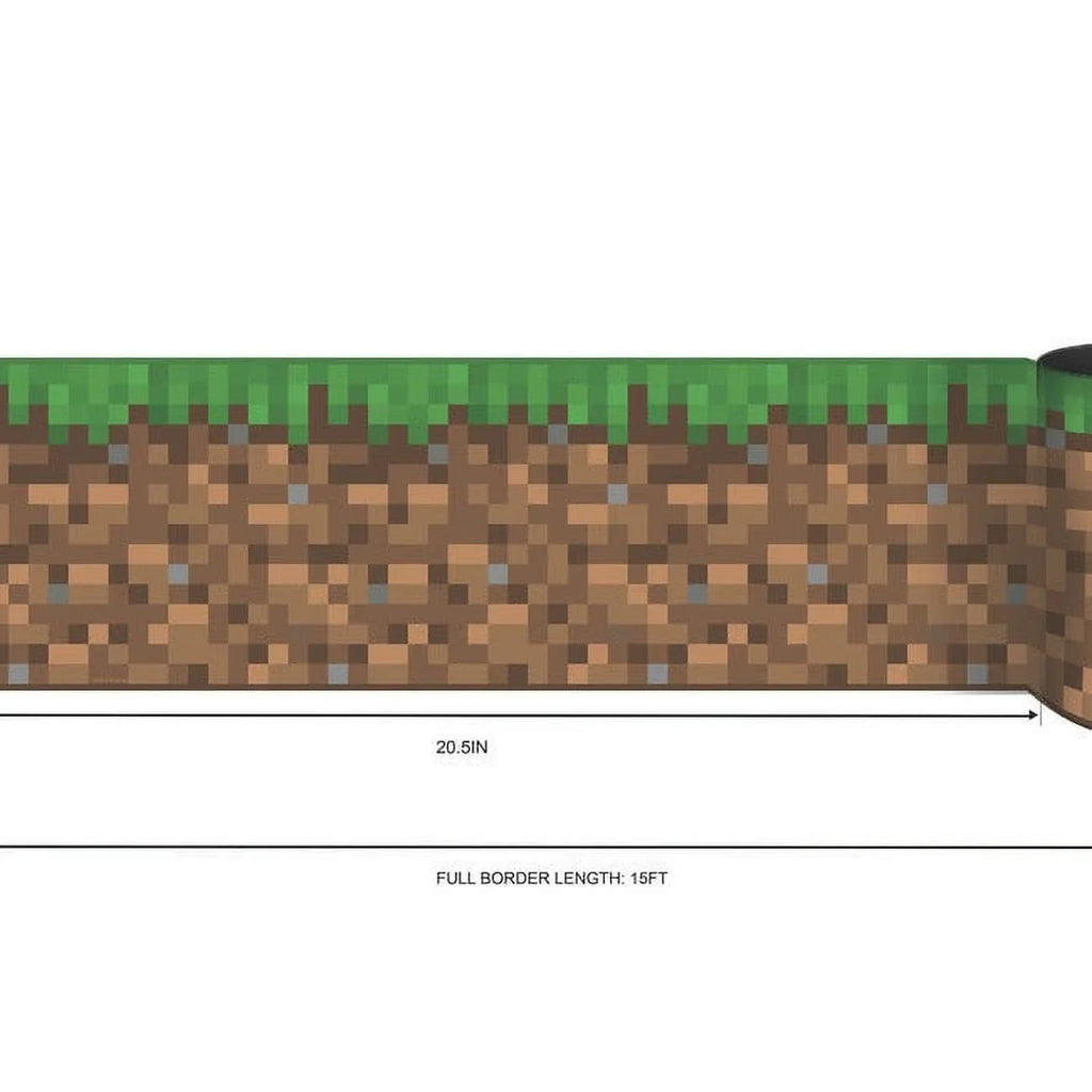 Wallpaper Iconic Minecraft Grass Stick Peel & Border