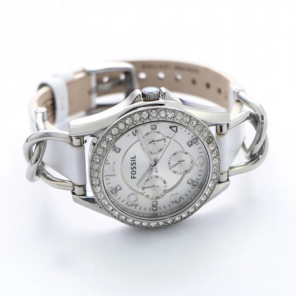 Fossil Display Quartz Analog Analog Riley White Women's Watch 38MM ES3463