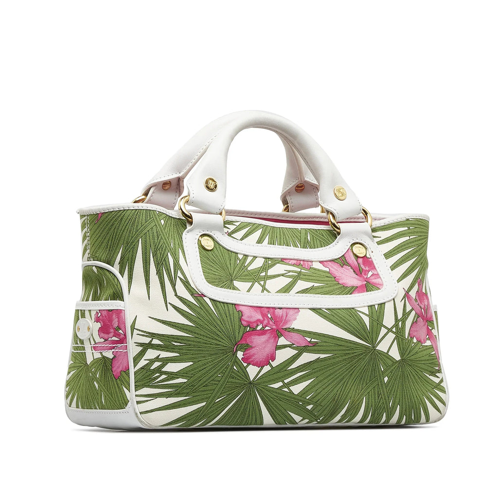Canvas Green Fabric Top Pre-Owned Authenticated Celine Handbag Unisex Boogie HandleBag (Good)