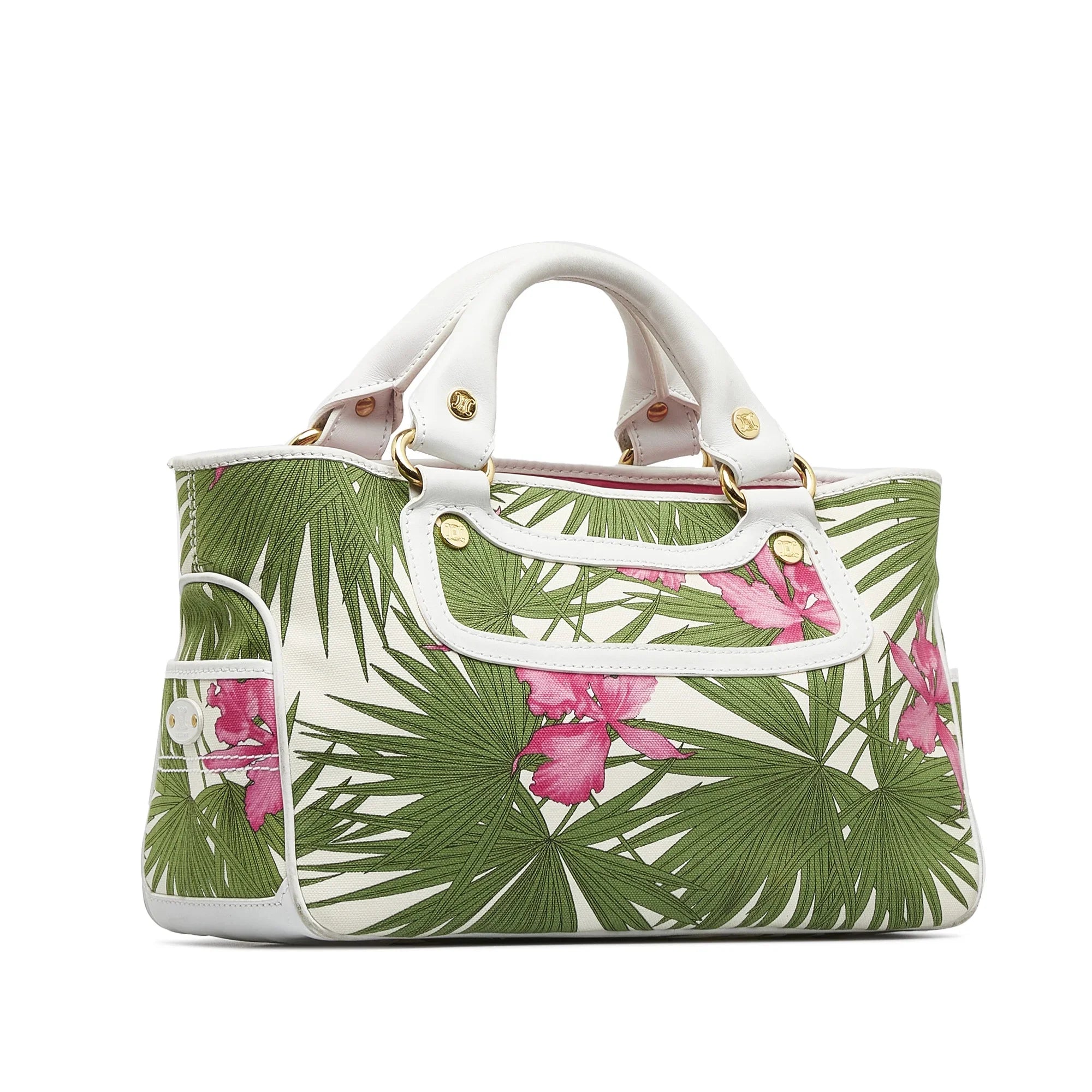 Canvas Green Fabric Top Pre-Owned Authenticated Celine Handbag Unisex Boogie HandleBag (Good)