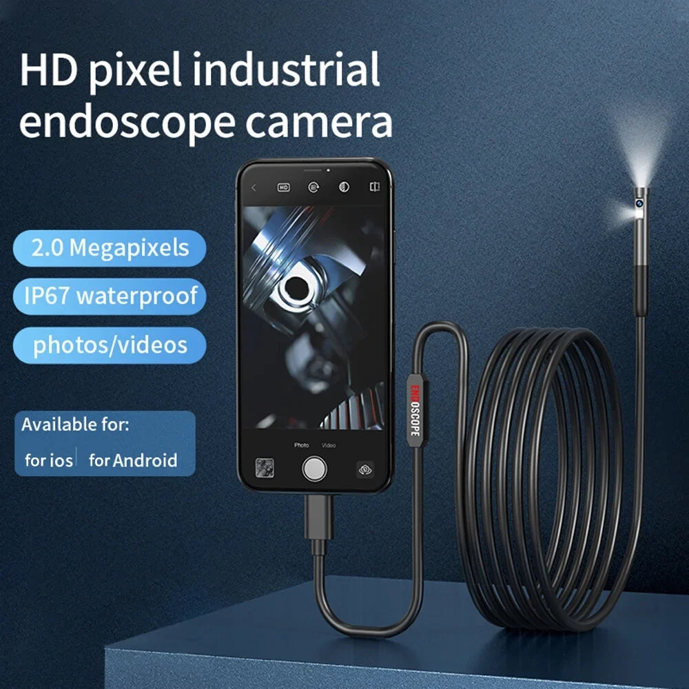 IP67 IOS Borescope LED Inspection 7.9mm Android Waterproof Phone Lights Camera Mobile Built-in for Adjustable Endoscope Type-C