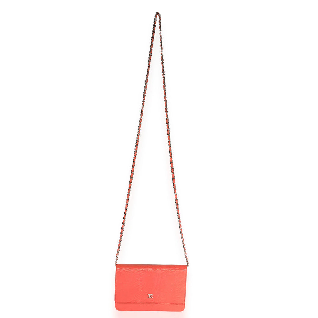 Wallet Chain Lizard On Pre-Owned Chanel Coral