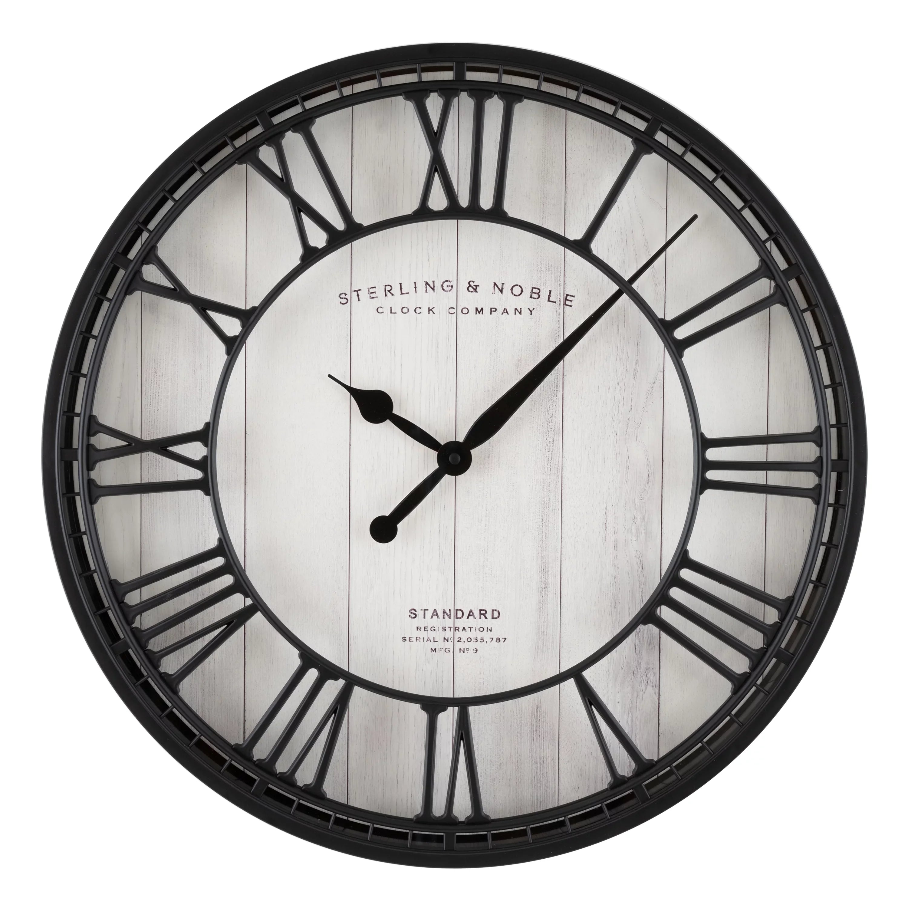 Roman Raised Wall Analog 20" Round Numerals Clock & Grill Better Black and White Homes Gardens
