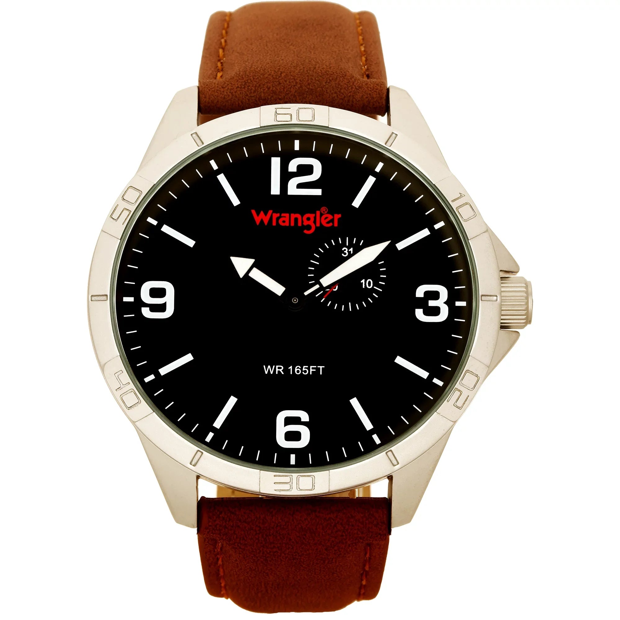 Wrangler Brown 48mm Strap Watch Black Dial,