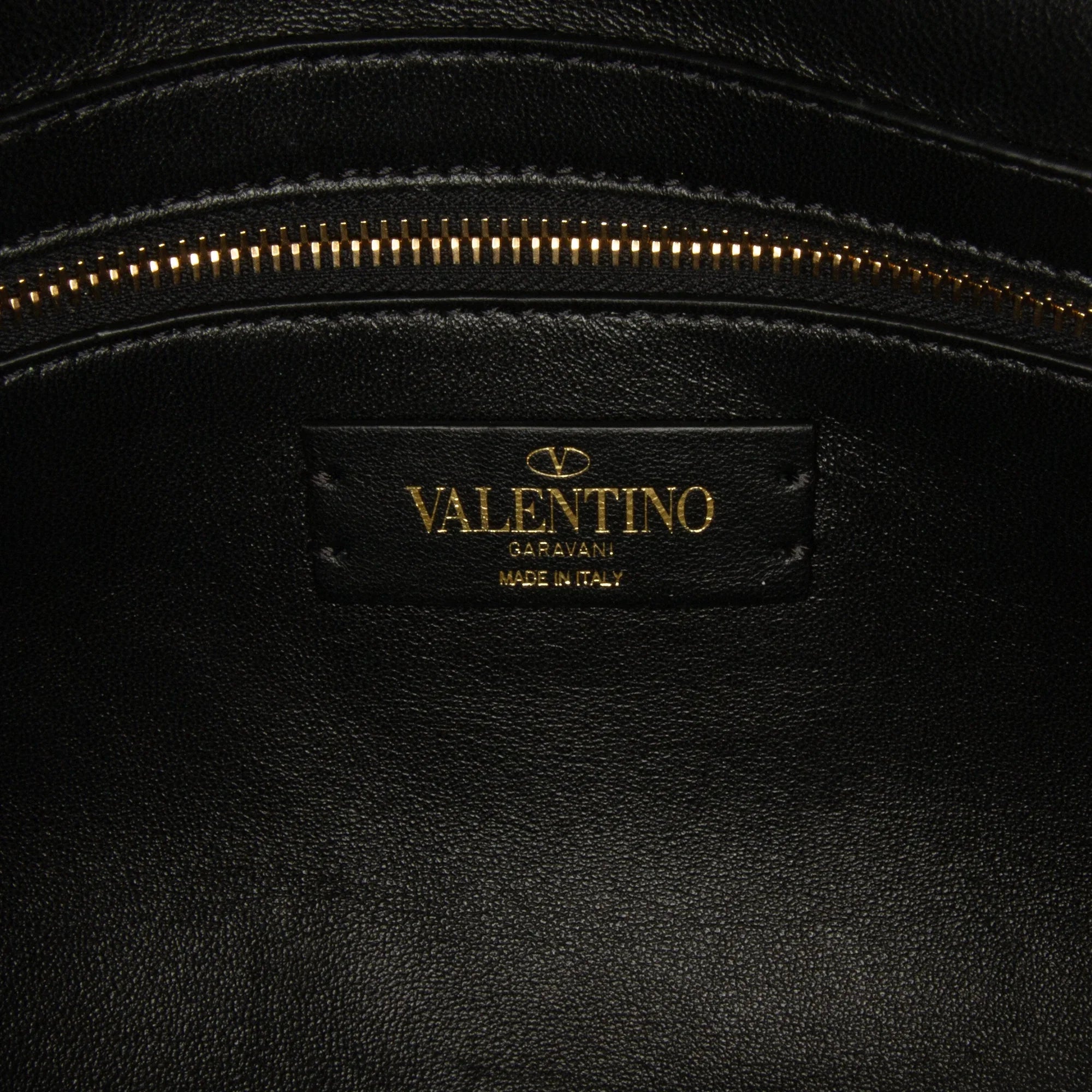 Medium Calf Stud Pre-Owned Satchel Unisex (Good) Black Authenticated Roman Valentino Leather