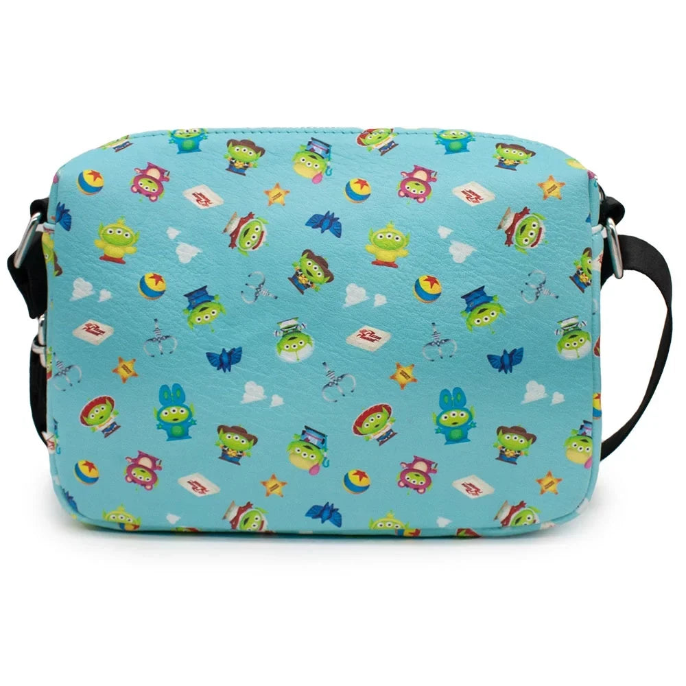 Pizza Toy Collage, Alien Cross Body, Vegan Planet Remix Pixar Story Bag, Disney Rectangle, Blue, Leather