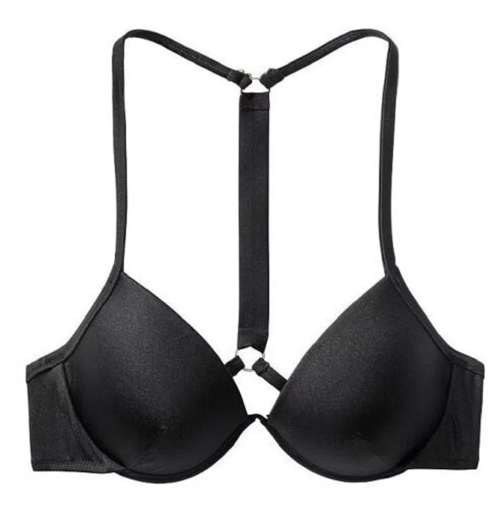 Shine NWT Victoria's 34DDD Fabulous Secret Swim Bikini Black Push Size Top Strap Up