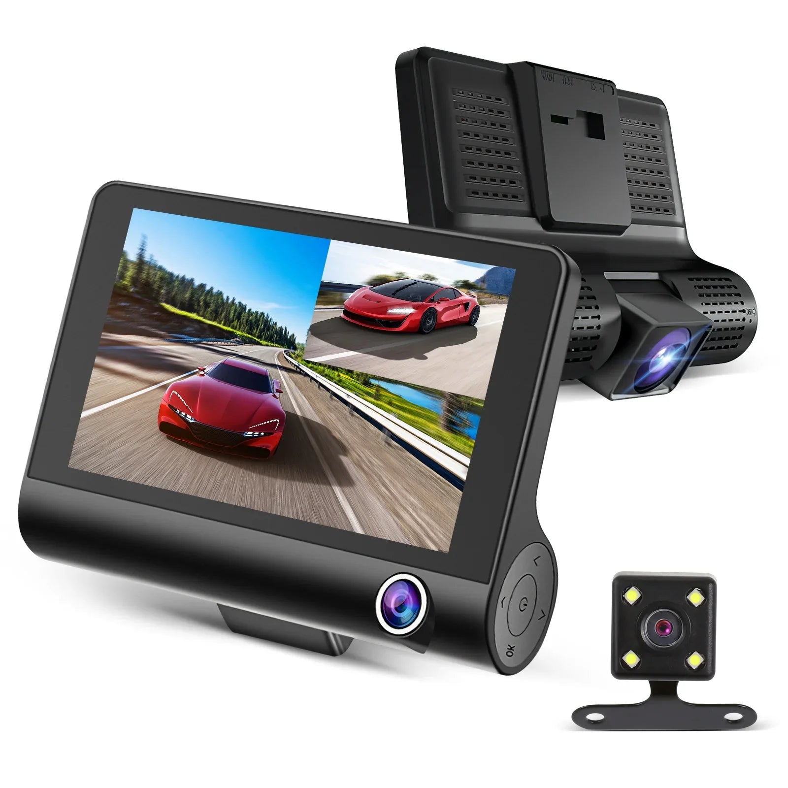 Cheefull Loop Vision 4 Wide Night Camera Backup Angle Angle Cameras Cam 3 Recording Car Dash Recorder Wide Inch Driving