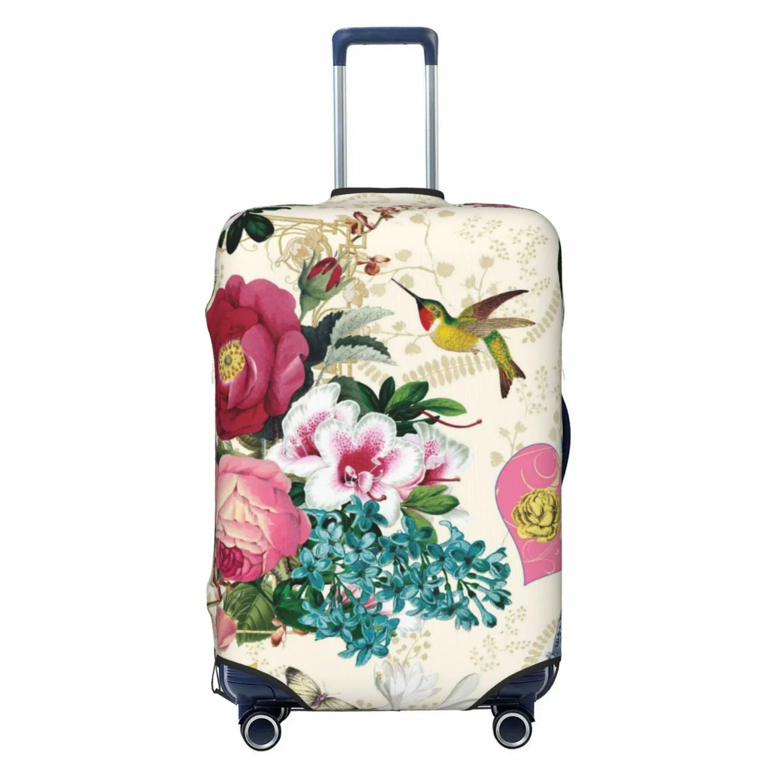 Cover Suitcase Easygdp Bird with Protective Elastic Print Butterfly Hidden 18-32 and Zipper -Medium inch Washable Rose Fits Luggage