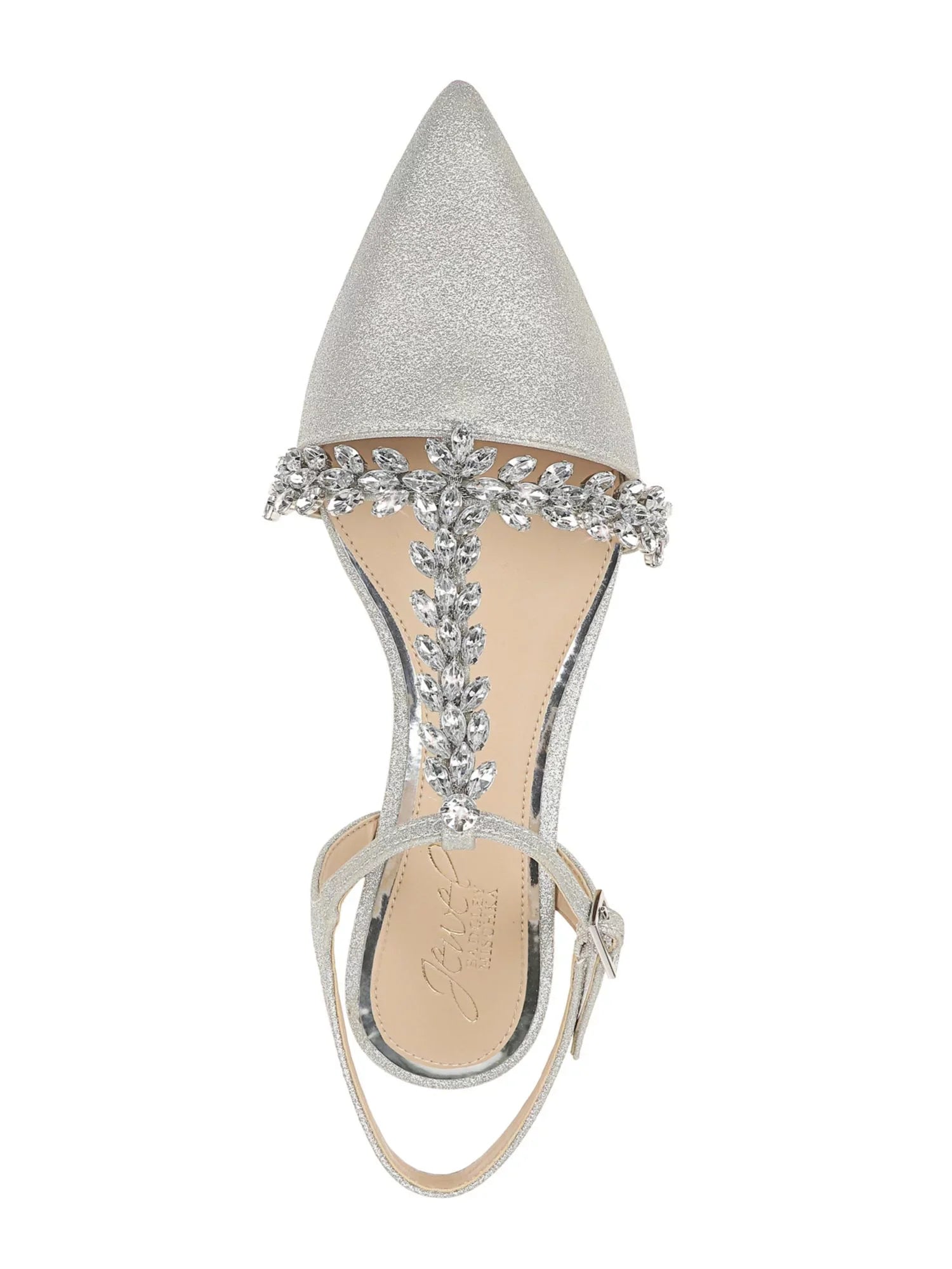 Silver MISCHKA Strap Embellished Womens BADGLEY Silver Toe T-Strap Glitter Heel Chunk Buckle Dress Shoes M Adjustable JEWEL Rhinestone Pointed Rae Block 6.5