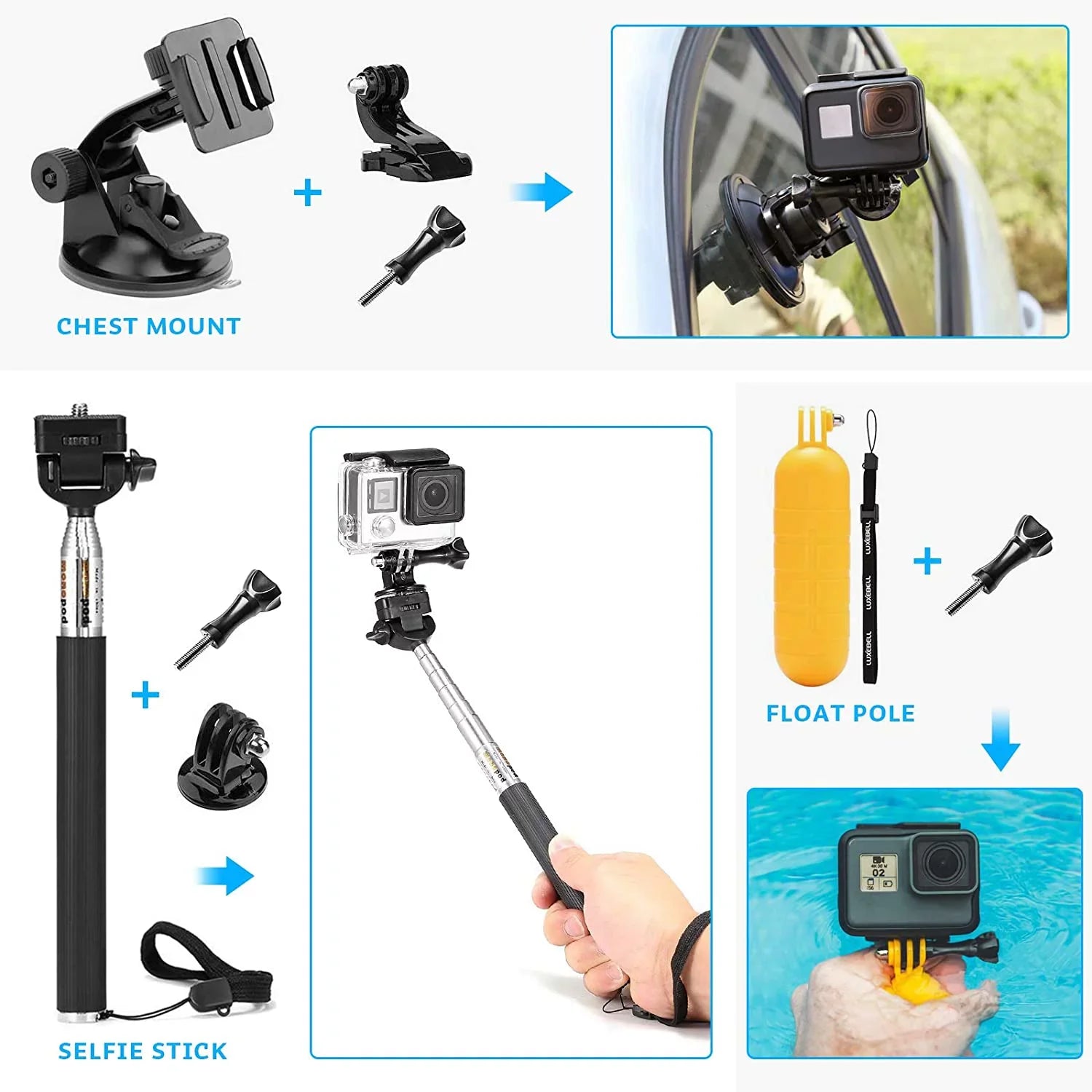 6 Action 5/Hero EK5000 Hero EK7000 5/Session 8 Kit AKASO Camera 4K 4/3+/3/2/1 Accessories GoPro 9 for WiFi 7