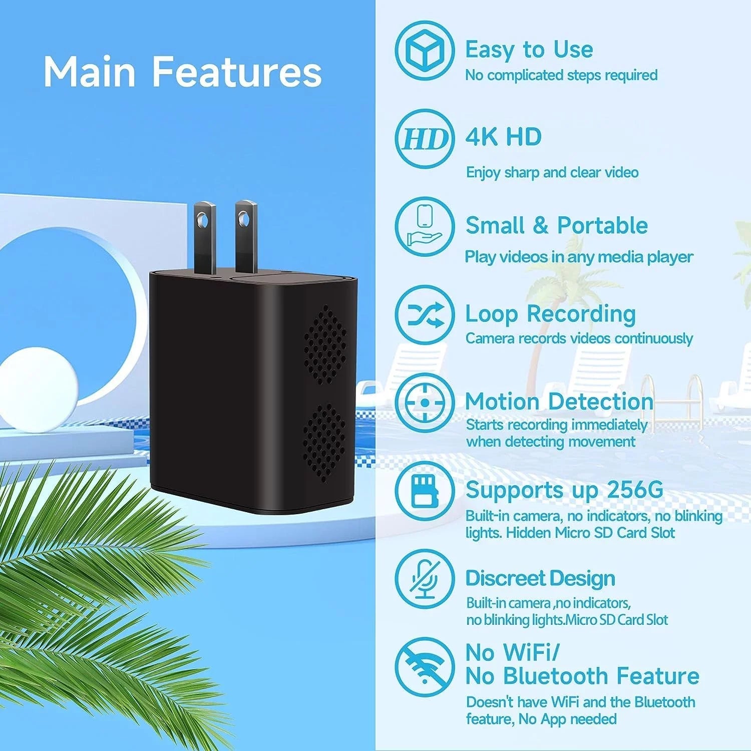 Detection,Nanny Cam Camera Vision with Motion Portable and 64GB 1080P Camera Home Night
