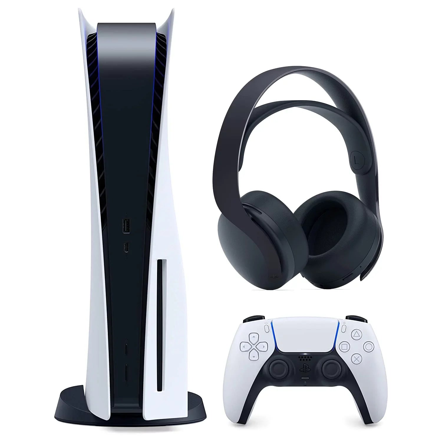 Pulse Playstation and Disc 5 Console Black Version Sony Bundle PS5 Headset 3D