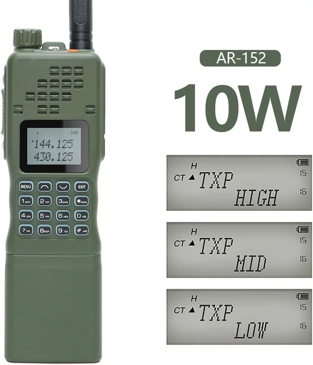 Talkie Battery Walkie AR-152 Programming Ham Radio Way 12000mAh Radio Long Powerful Extra Cable with Portable Two Tactical Range ABBREE Full 10W Kits