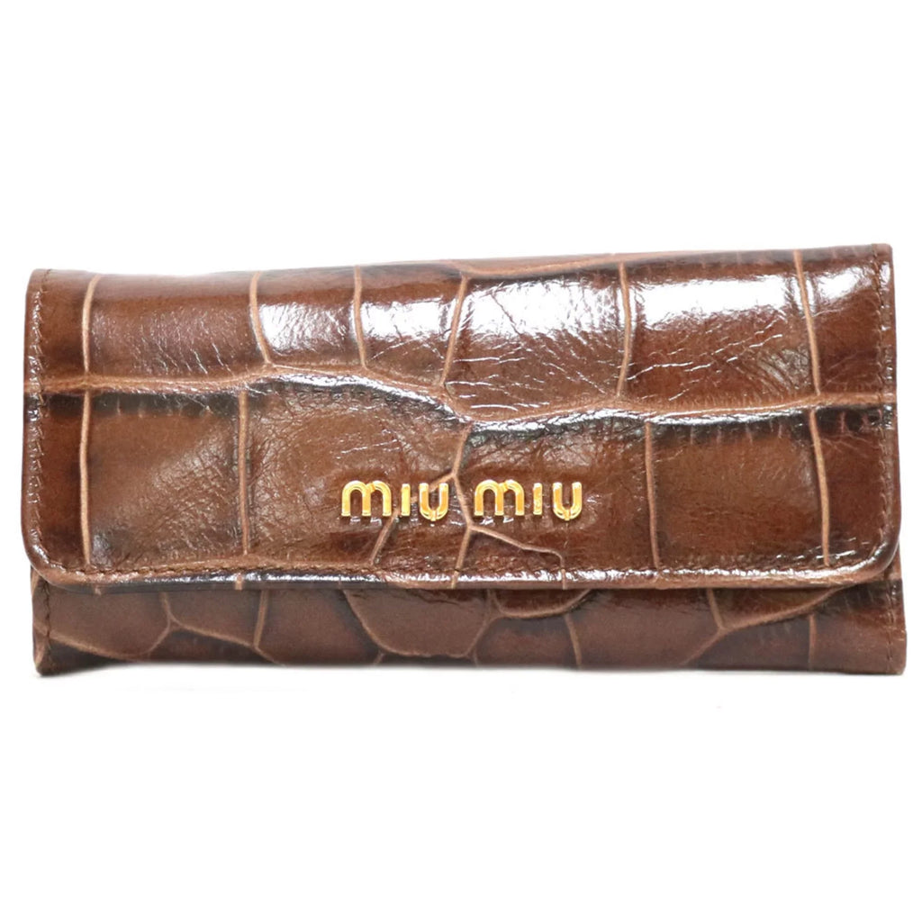 Pre-Owned (Fair) Women's Miu Leather Brown Miu Miu Key Case