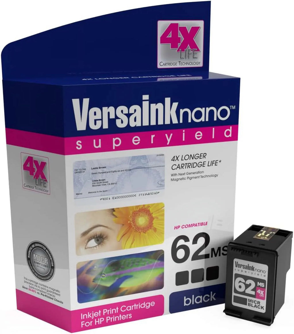 62CS Black(MICR) 62MS Color Cartridges HP Life - 4X VersaInk-nano