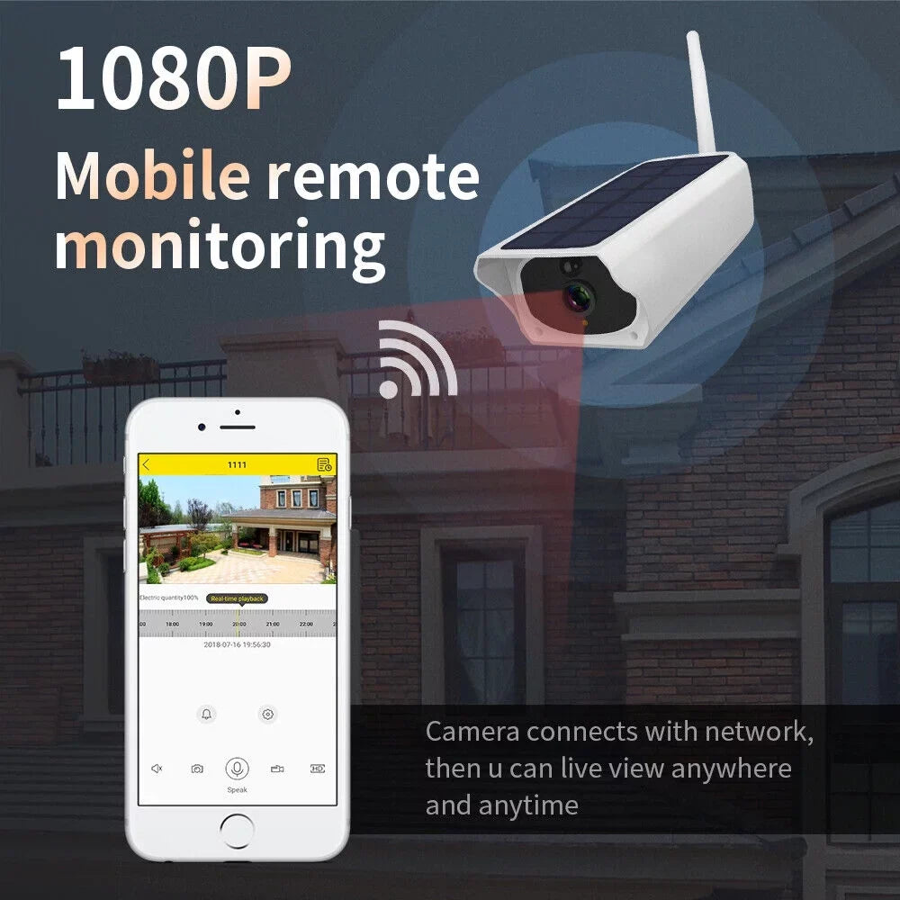 Powered Outdoor Detection, Surveillance Rechargeable Video Waterproof, IP Camera, Energy WiFi Powered, Motion Camera Cameras, Solar Wireless Security Battery 1080P