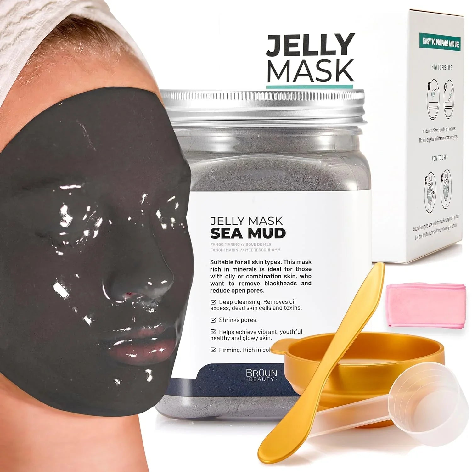 | Rubber Mask Spa 23 Peel-Off Sea Moisturizing Skin Jelly Mask fl oz Face Mask Set Care Jar Care Gel Mud BRÜUN Jar