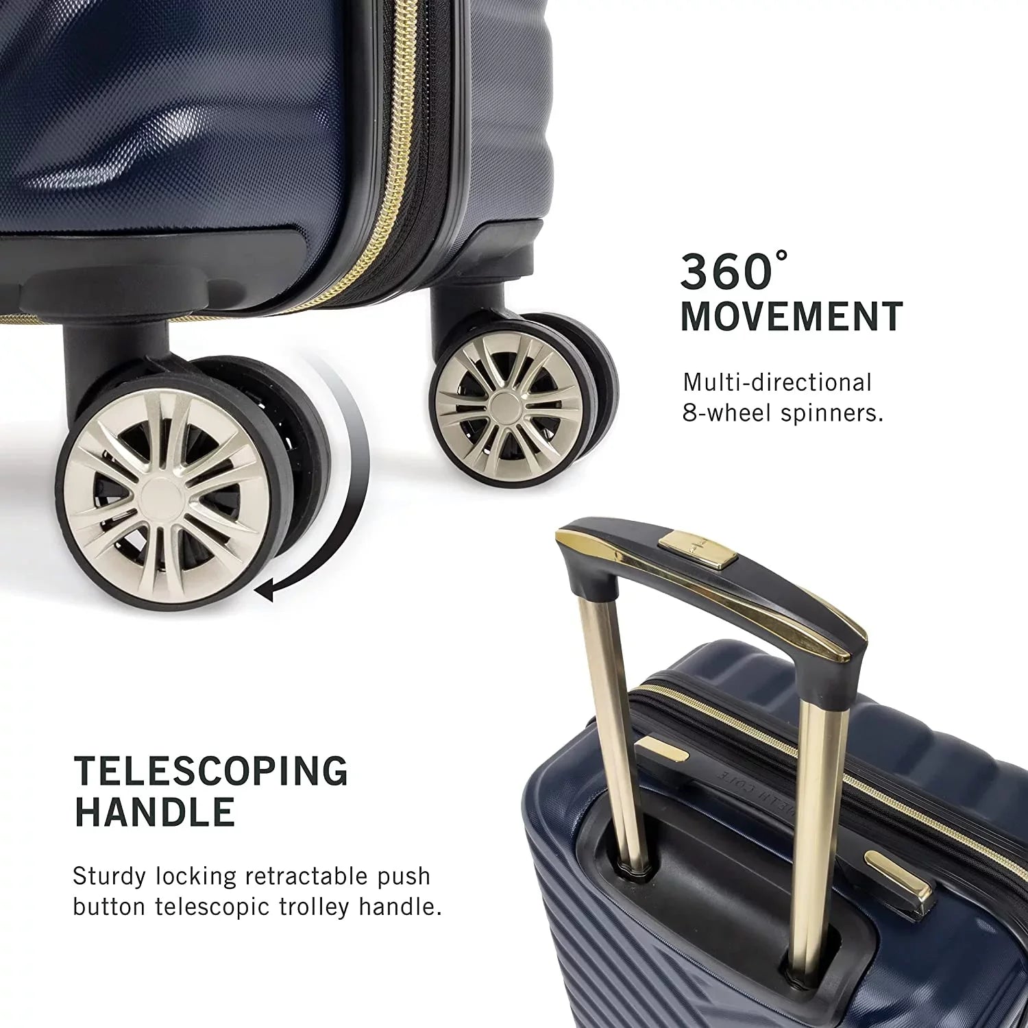 Lightweight Square Hardside Navy, Luggage, Expandable 28-Inch Checked Navy Spinner REACTION Madison Checked Cole Kenneth Chevron 28-Inch