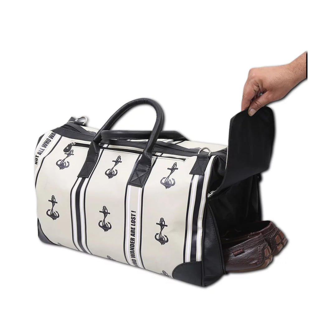 with Large Adjustable Unisex Strap with Anchors bag Weekender Shoe Separate Travel Compartment Away