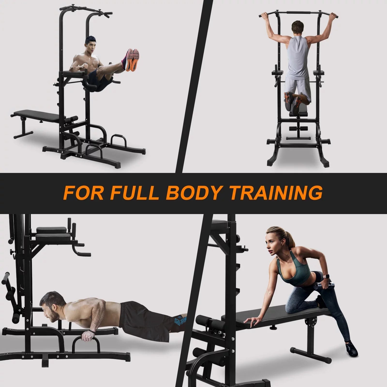 Bar Training Tower Multi-Function Duty Pull Height Gym,Steel with Adjustable Heavy Home Station Bench for Up Office Stand Power Equipment Dip Fitness