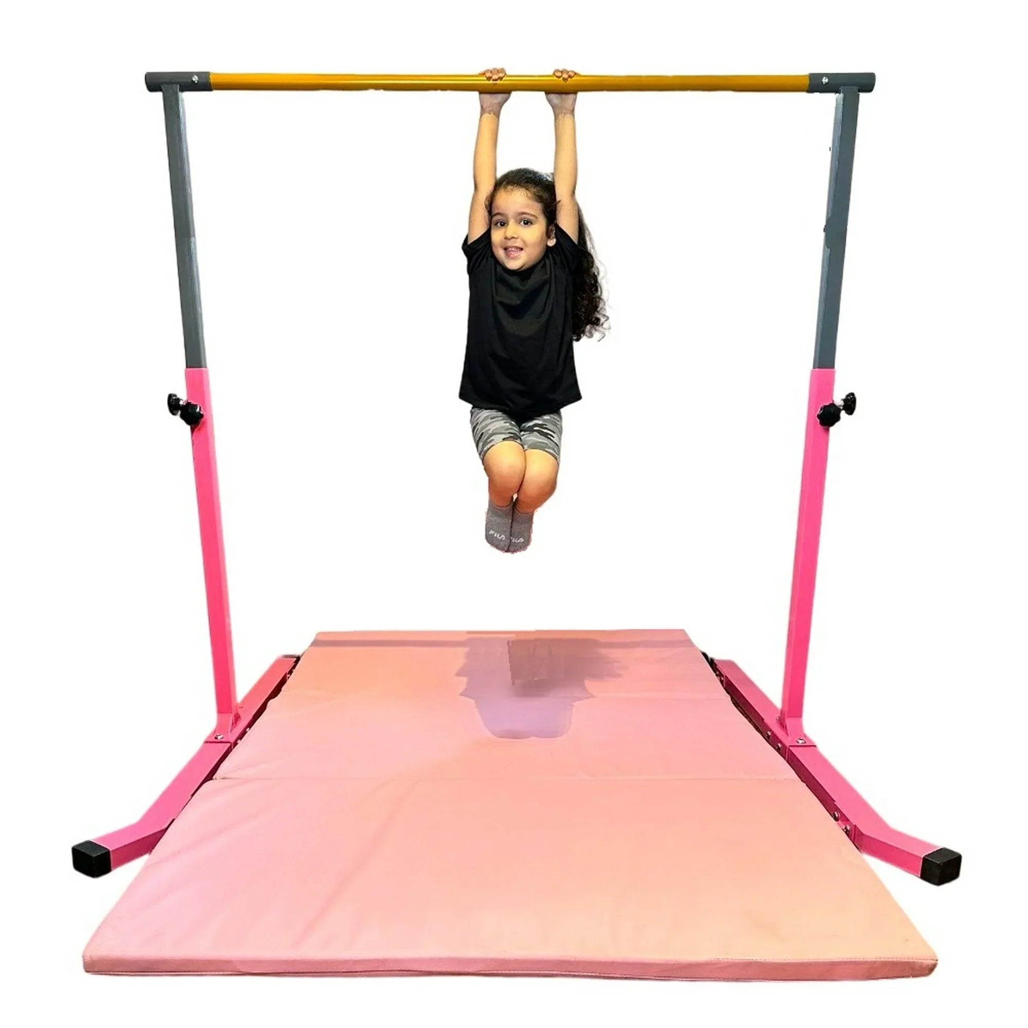Adjustable Kip 5-Star Kids, for Equipment Bar Training Pink, Home Gymnastic Heavy-Duty, Gym 3-5FT,