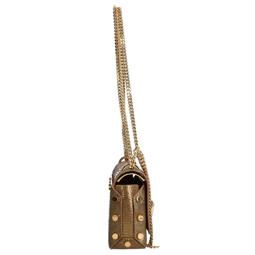 Shoulder Chain Women's Pre-Owned Bag Leather Gold Jimmy (Fair) Choo