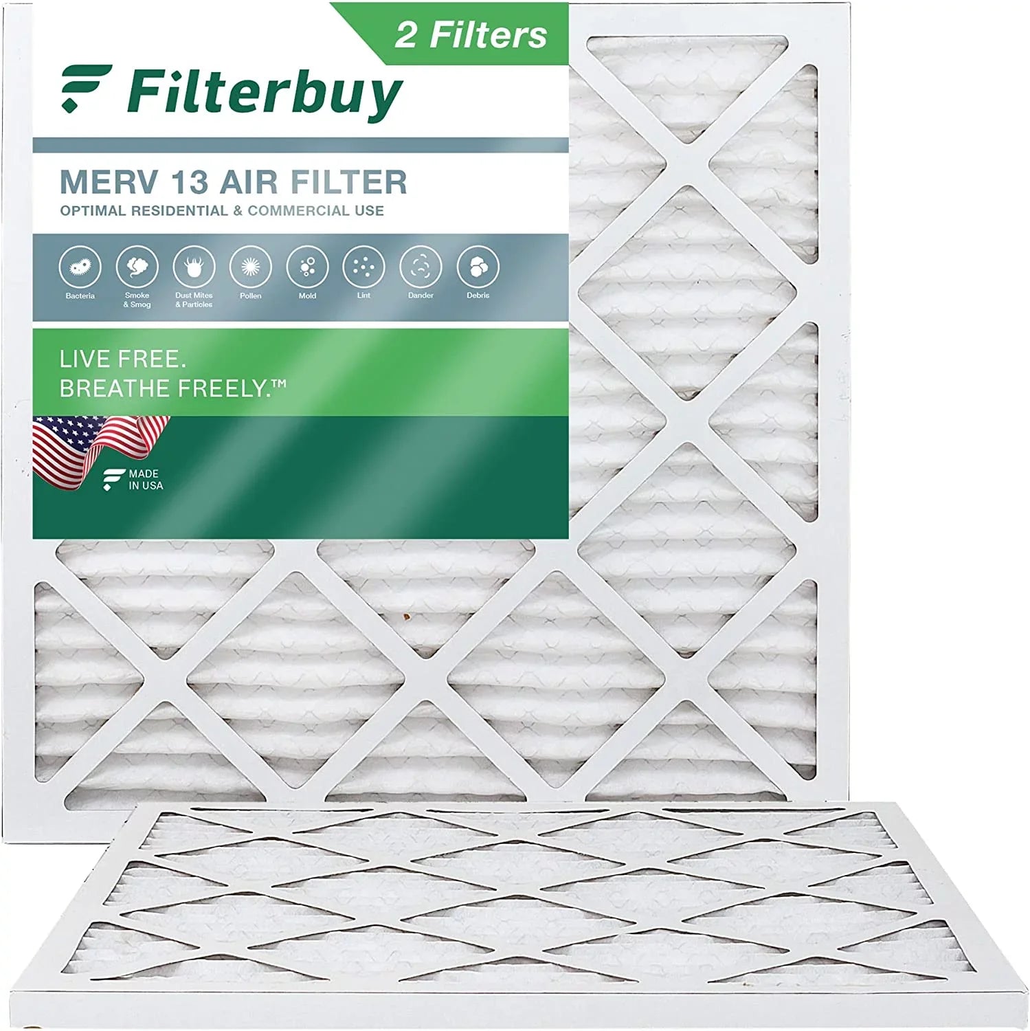 13 (2-Pack) 18x18x1 Air Filters Pleated HVAC Furnace Filterbuy MERV AC