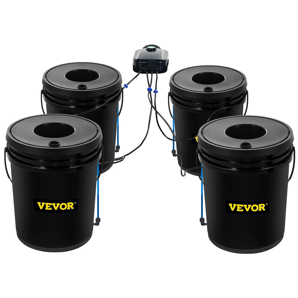 5-Gallon, Grow Pump, System VEVOR Stone & Hydroponic Vegetables Water DWC Indicator Indoor/Outdoor Kit, 4-Bucket Level Air with for Leafy