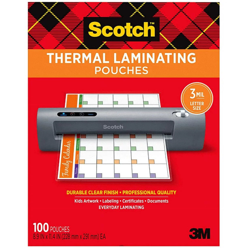 (TP3854-100) 11.4 Size Pouches, Scotch Letter 100-Pack, 8.9 Laminating x Thermal Inches, Sheets