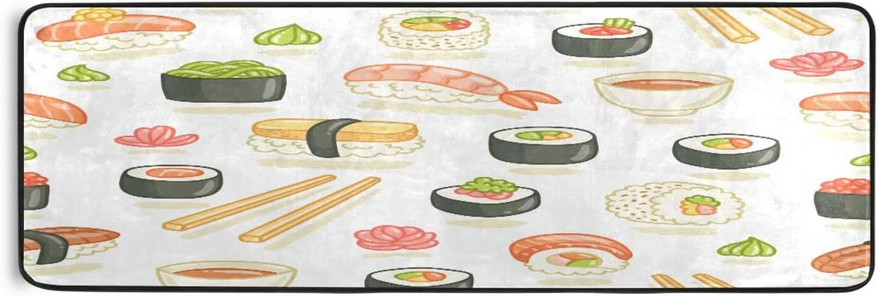 Kitchen Mat Non-Slip Bathroom Japanese Runner Home 24"x72" Washable Area Sushi Soft Decor - Rugs Entry Gifts for Floor Ultra Rug