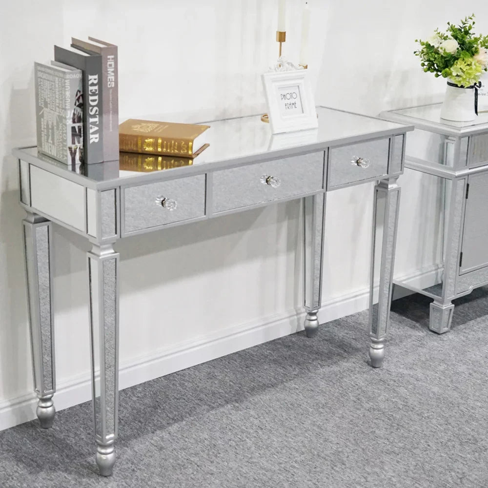 Table Mirror Console Drawers Dressing Three Table Table