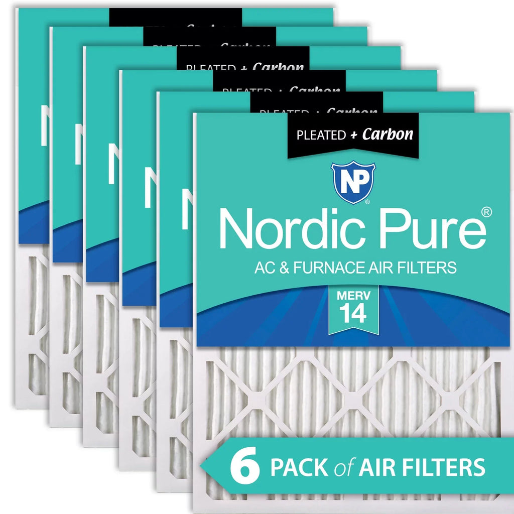 Air Pleated Pure 14 Filters Nordic Plus 12x18x1 Carbon MERV Pack 6