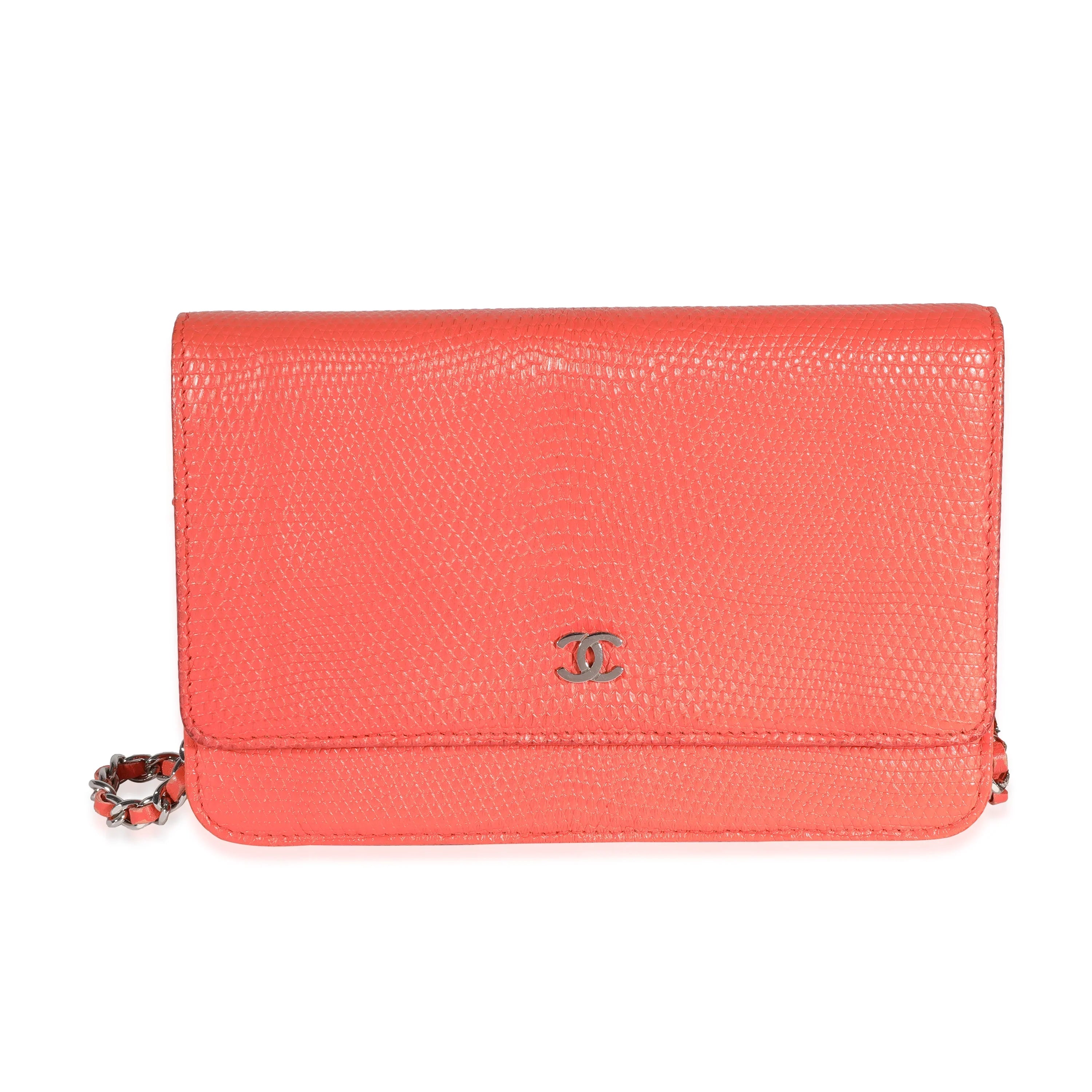 Wallet Chain Lizard On Pre-Owned Chanel Coral