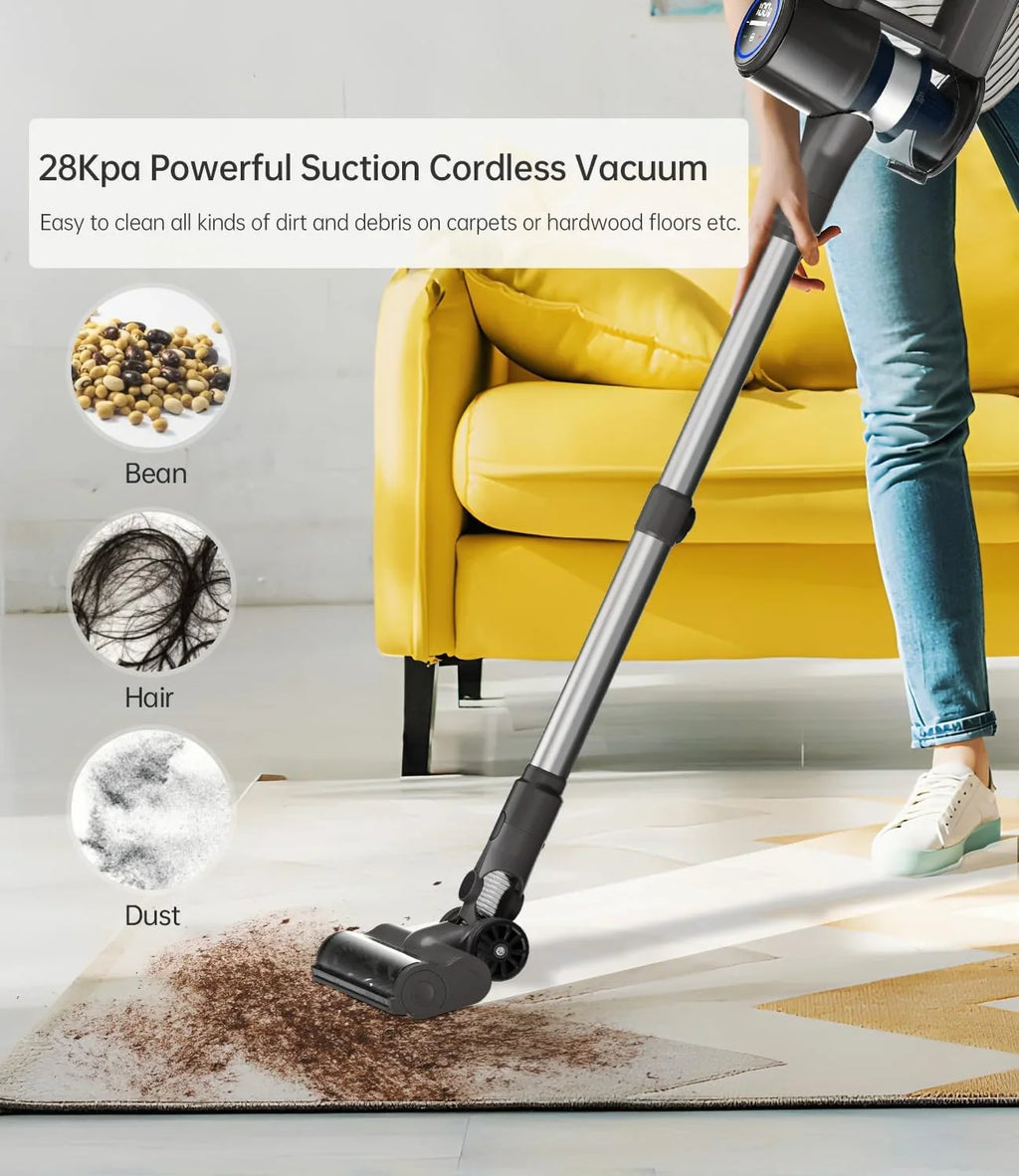 for 7 RunTime Power Stick with 50 Modes, Cordless Floor Hair Hardwood 28KPA, Cleaners and Carpet, Home Mins Vacuum Vacuum Cordless Pet Cleaner Cleaner Vacuum