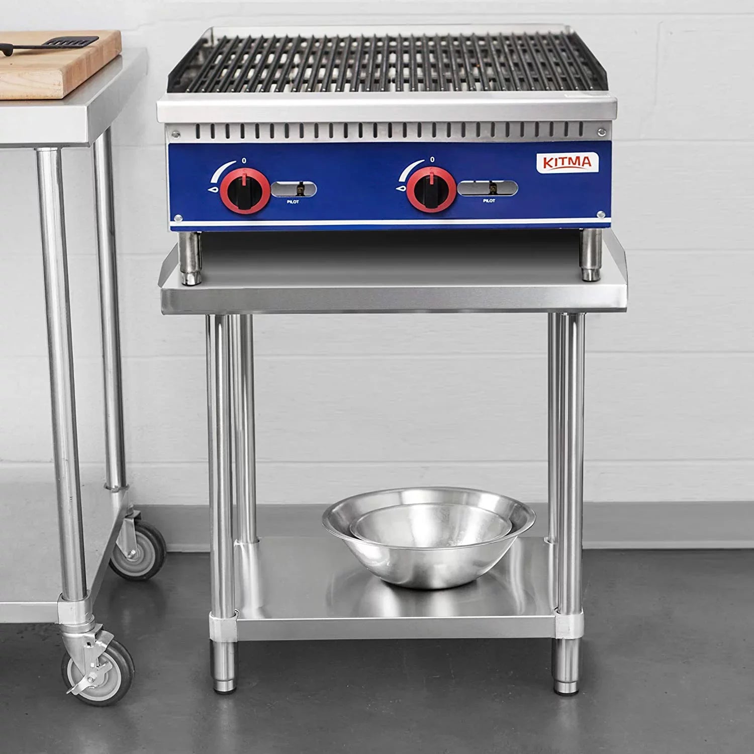 Duty Table for & - Kitchen with Grill Steel Stainless Restaurant Equipment Hotel-Heavy Kitchen Inches Stand - Workstation 24x28 Work BBQ Table Undershelf Home