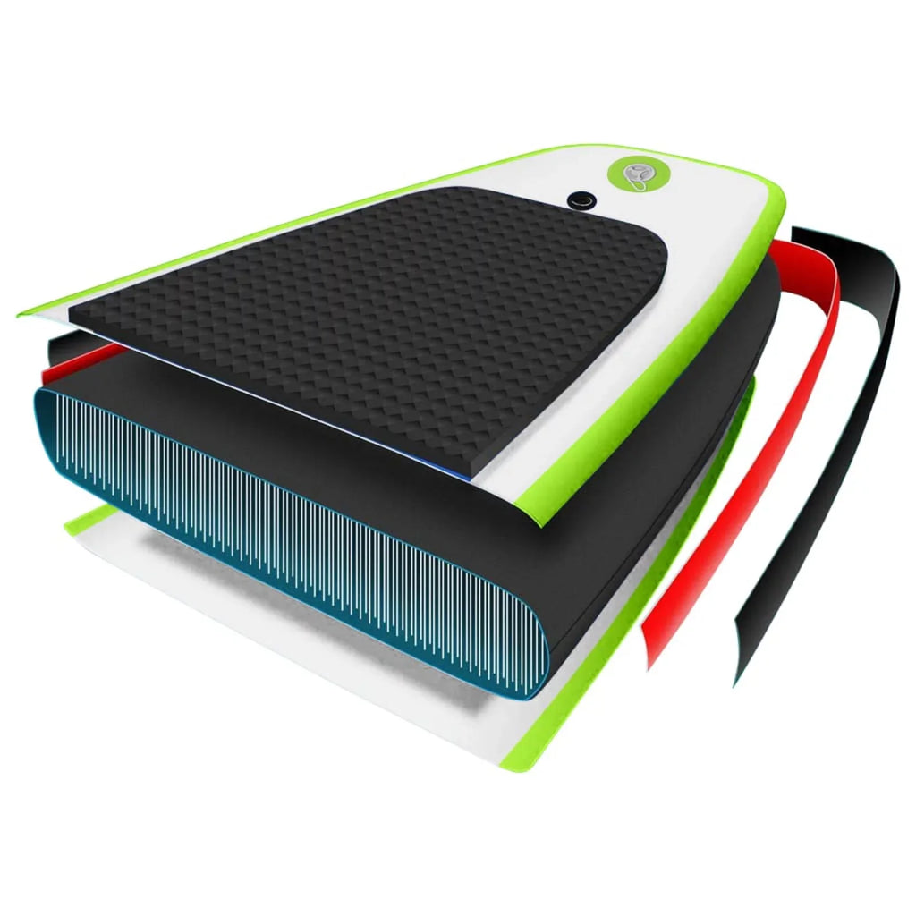 Green Inflatable and Walmeck White Paddleboard Set